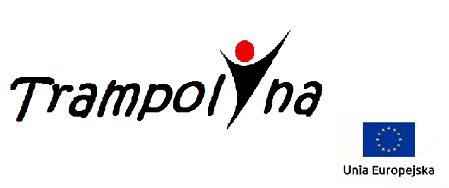 logo programu trampolina oraz flaga UE