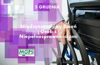 grafika wózek inwalidzki, 3 grudnia dzień osób niepełnosprawnych