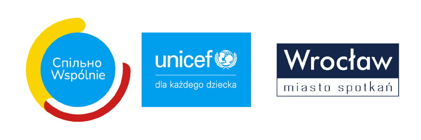 logo UNICEF logo Wrocław Miasto Spotkań 