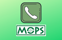 logo mops ilustracja słuhawka telefonu analogowego